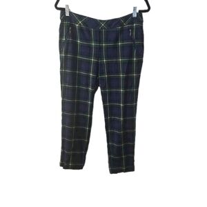 J. McLaughlin Blue Green Plaid 2 Pocket Women's‎ Ankle Pants Size 10